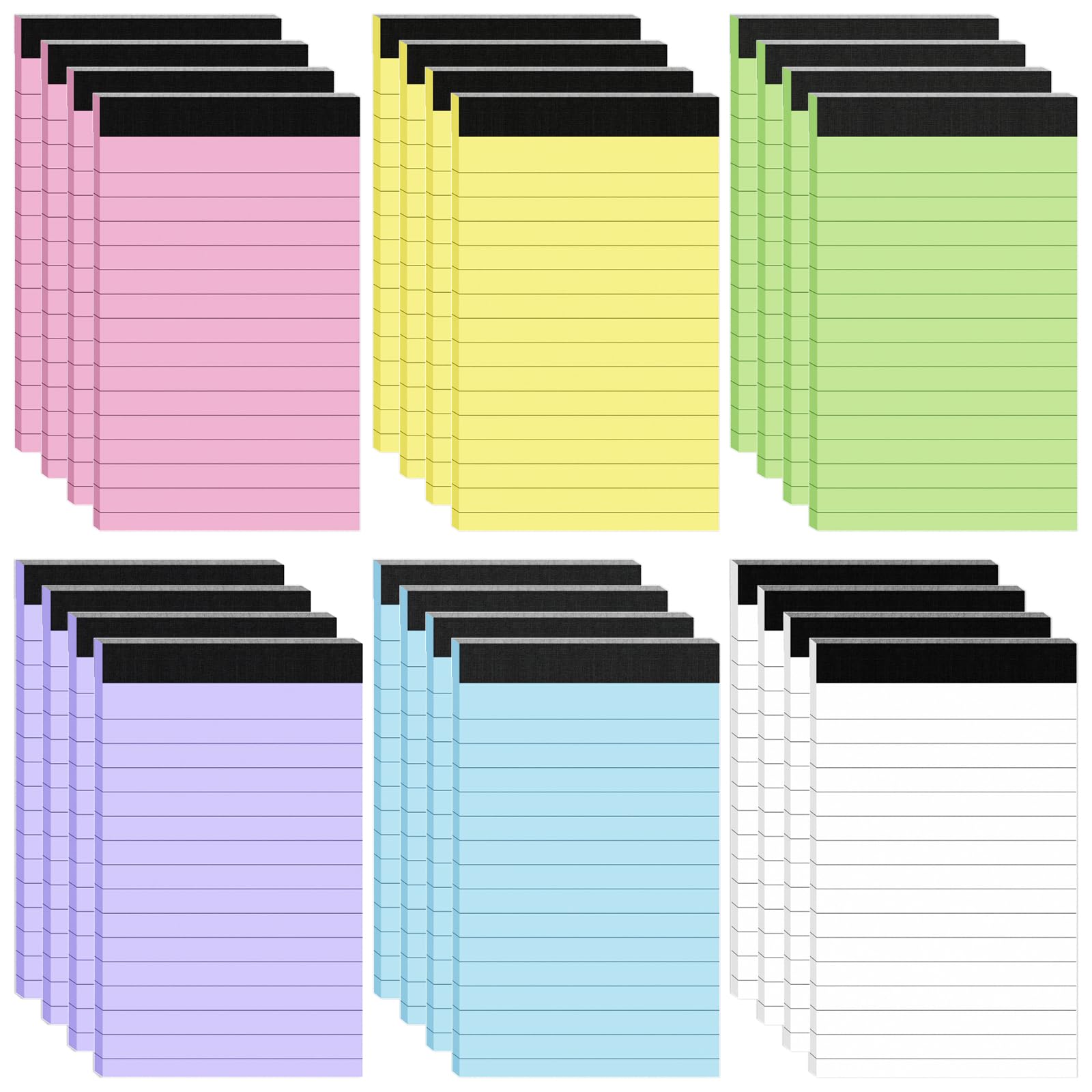 24 Pack Small Notepad Colored Note Pads 3x5 Mini Notepads Pocket Notepad | Server Note Pad Lined Paper for Office Supplies, 30 Sheet/Notepad, Desk Notepads Portable Memo Pads for Teacher School Home
