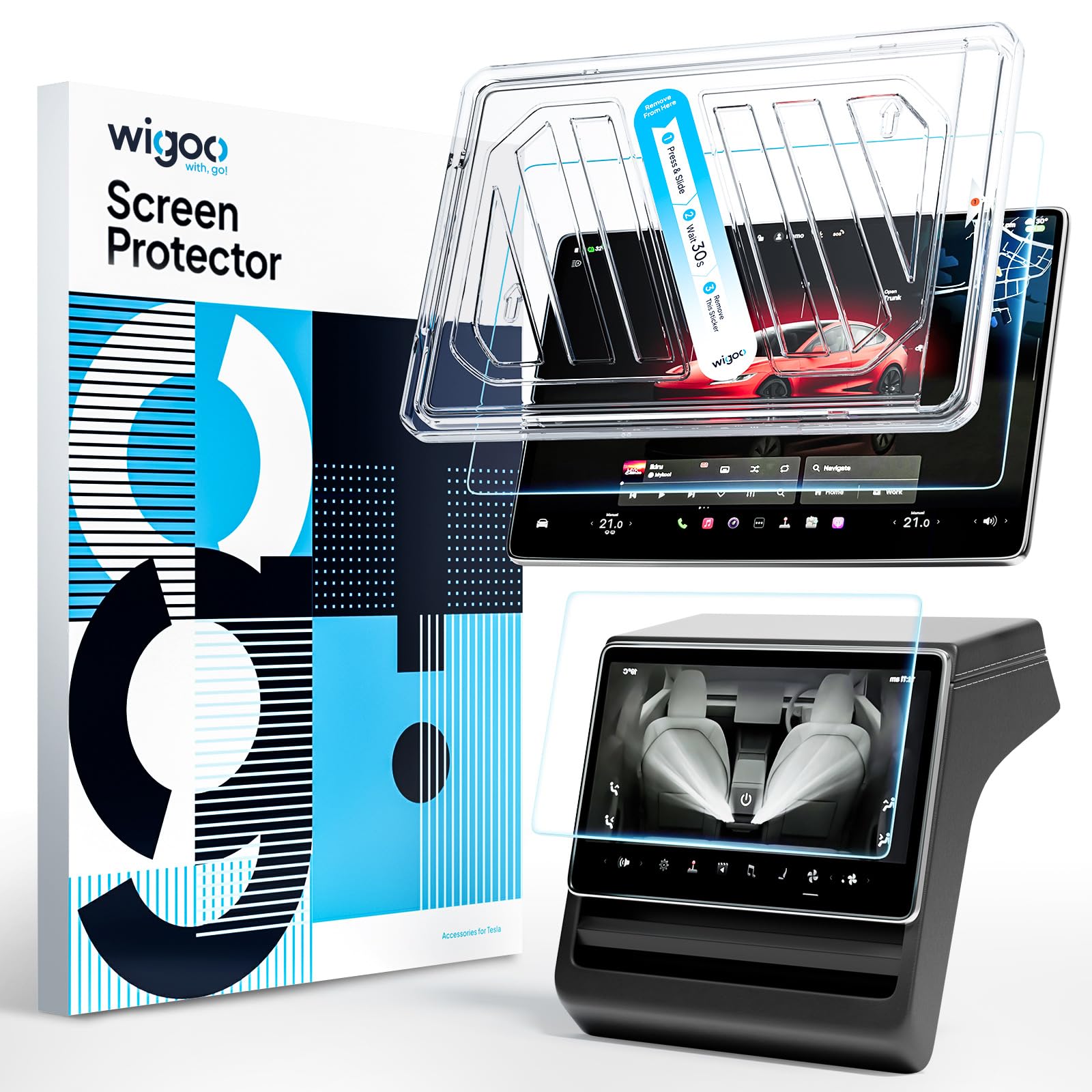 Wigoo for 2026 Tesla Model Y Juniper/Model Y L Screen Protector, 16", Matte | For 2026 Model Y (Premium & Performance)/Model Y L, No Glare & Fingerprint, Tempered Glass Protector with Alignment Kit