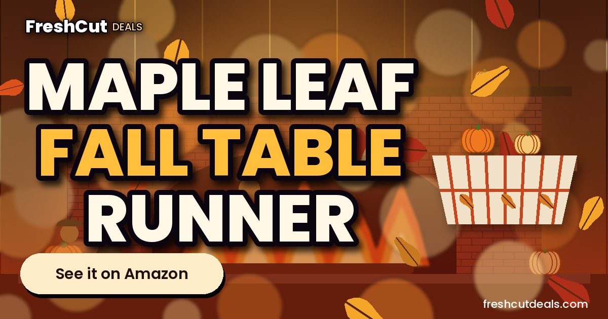 Embroidered Fall Table Runner 15x67In, Maple Leaf Thanksgiving Table Runner