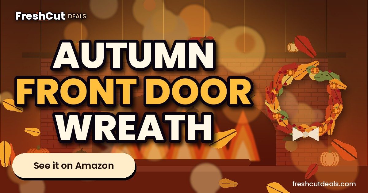 AMF0RESJ Artificial Fall Wreath for Front Door Autumn Wreath for Home Decor