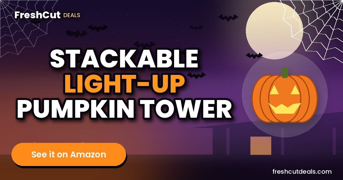 Collapsible Light up Pumpkin Halloween Decorations Outdoor, 3FT Plastic Pre-lit Stackable Jack o Lantern Pumpkin with 8 Lighted Mode & Timer