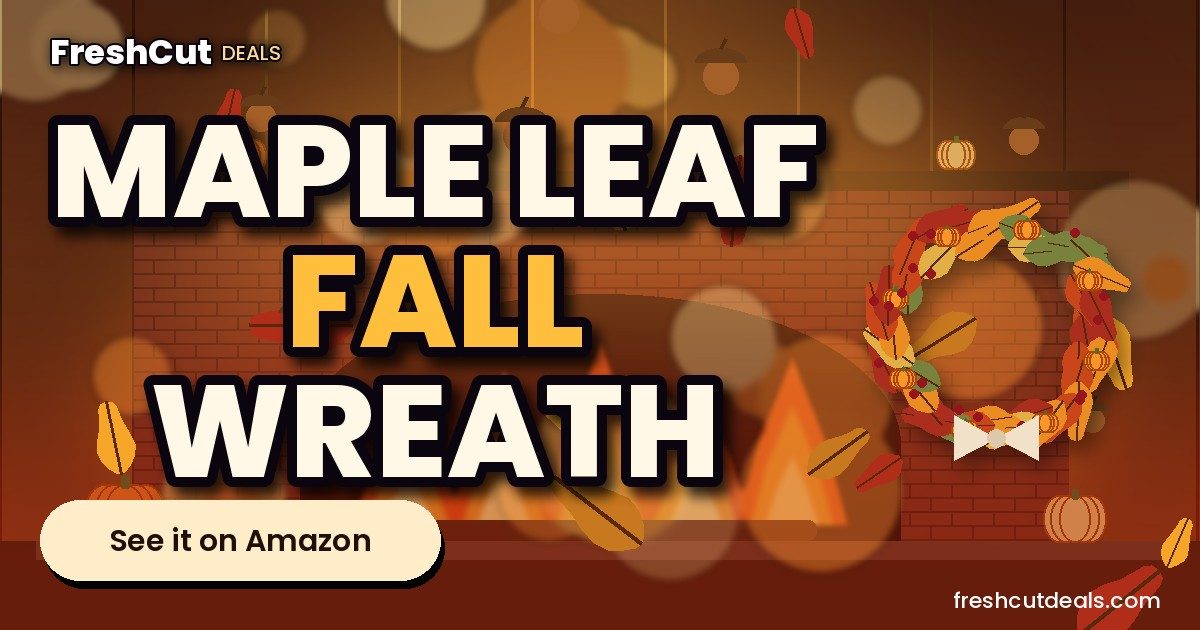 22 inch Artificial Fall Wreath Maple Leaf Wreath for Front Door Home Decor