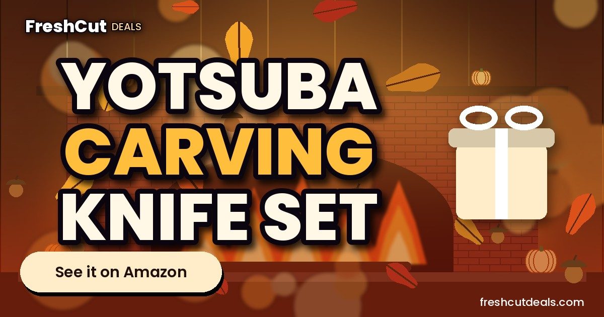 YOTSUBA Japanese Carving Knife and Fork Set with Ergonomic Rosewood Handle