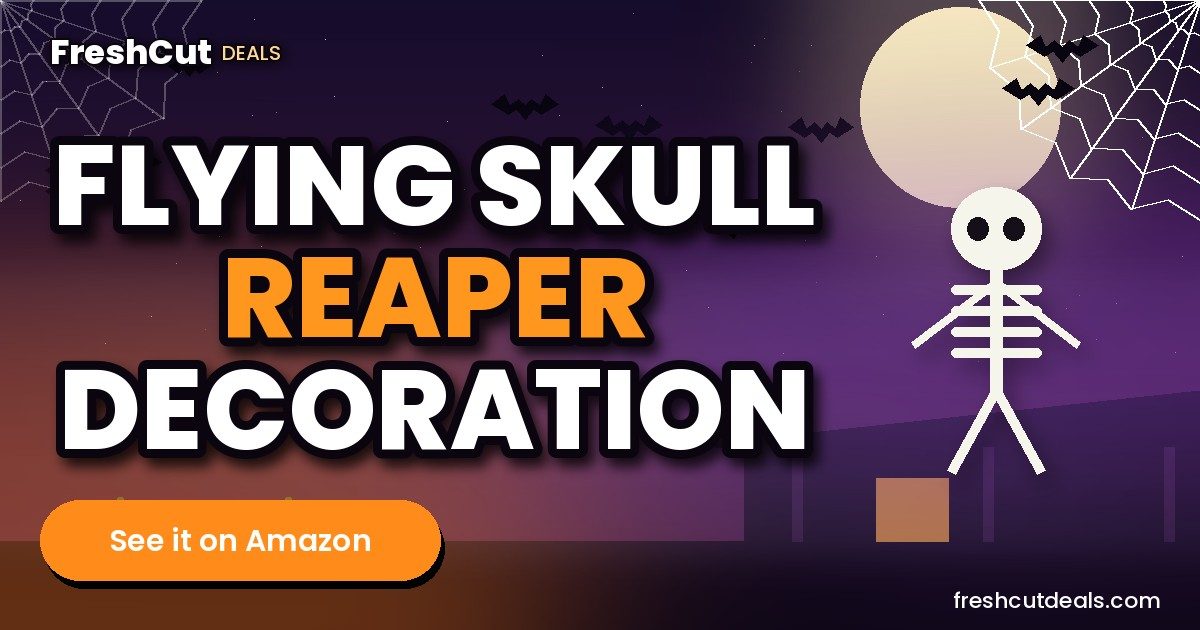 LarpGears Outdoor Halloween Skeleton Decorations, 7.8Ft Flying Rotated Skull Reaper Ghost Scarecrow