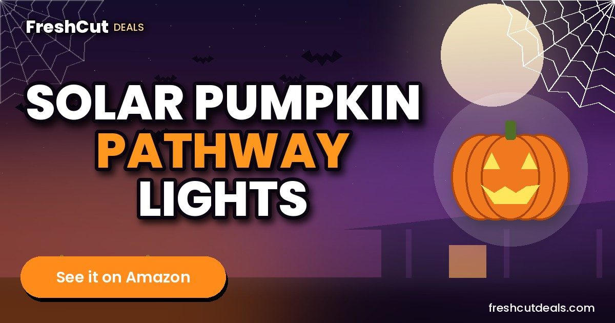 Solar Halloween Pumpkin Lights, 2 Pack Outdoor Pathway Stake Lights