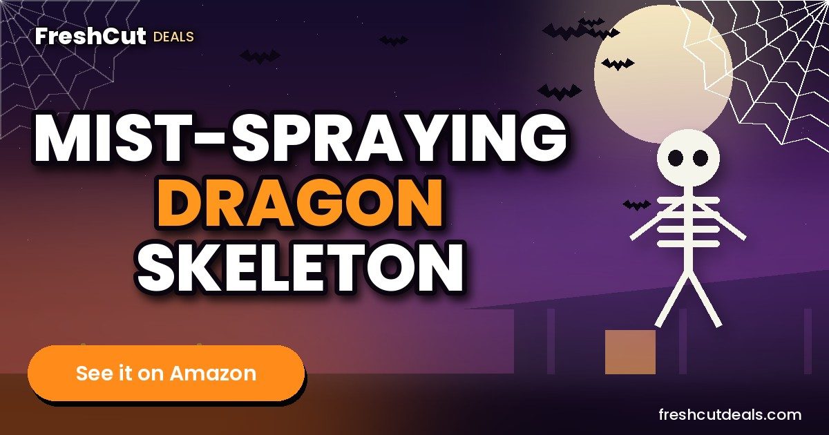 JOYIN Roaring Dragon Skeleton Halloween Decoration, 23.6" Mist-Spraying, LED, Motion Activated
