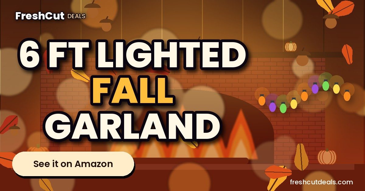 Ghrdopy 6Ft Fall Garland with 30 Lights & Timer Mantle Decor