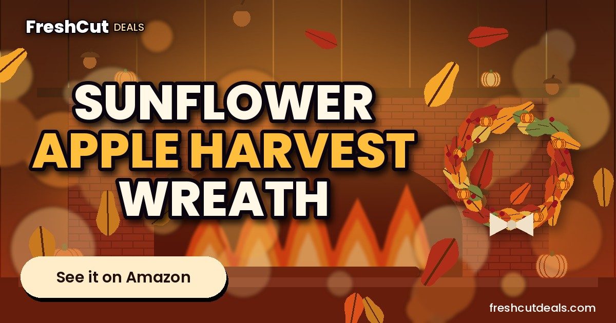 Fall Wreaths for Front Door 24 Inch Autumn Harvest Sunflower Apple Wreath