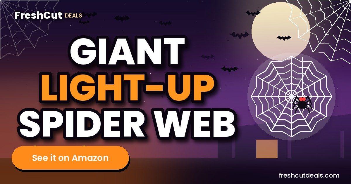 Giant Halloween Spider Web with Light-Up Spider