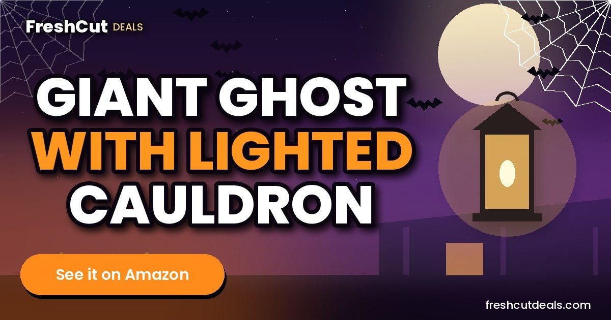Halloween Candy Ghost Decor with Lighted Cauldron - 53'' Large Ghost Decor